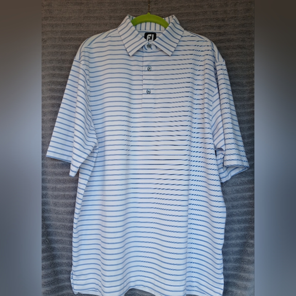 FootJoy FJ Golf Polo Shirt Mens Large Striped Short Sleeve Golfing